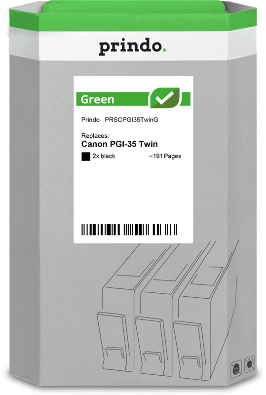 Prindo Green Multipack kompatibel mit Canon PGI-35 Twin Multipack Schwarz